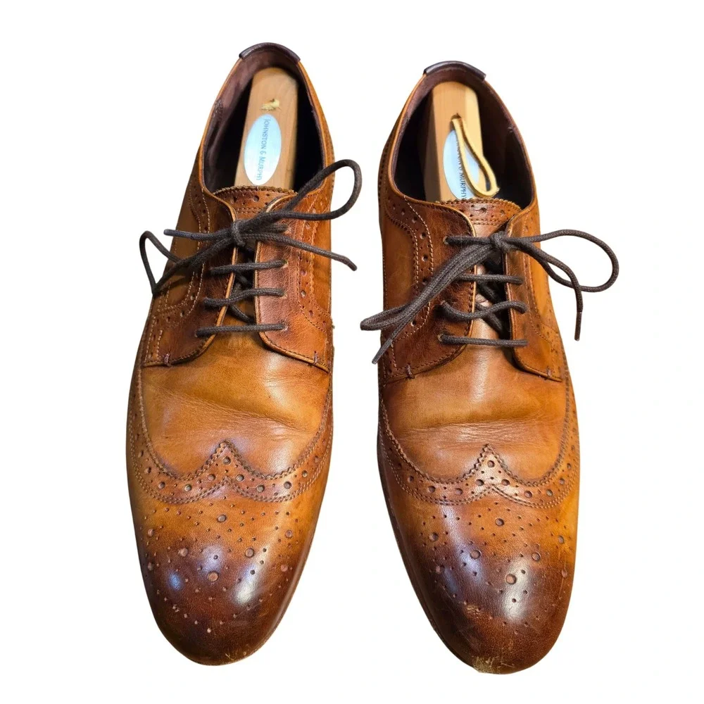 Ted Baker Gryene Men Tan Brown Leather Wingtip‎ Brogue Dress Shoes Size 10